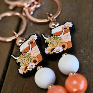The Shed Yak and Coffee Keyring - Rose Gold